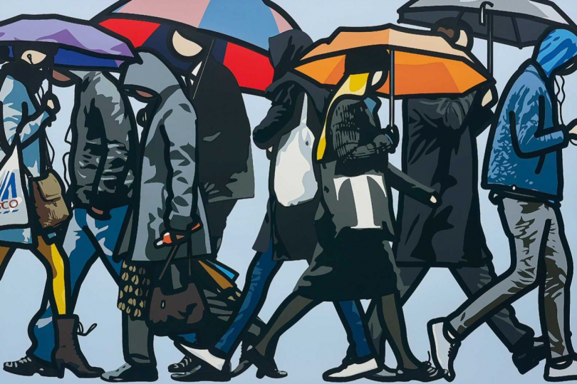 Julian Opie, Walking I the Rain, London, 2015 Julian Opie, Walking I the Rain, London, 2015