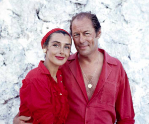 Ormond Gigli, Rex Harrison and wife Kay Kendall at Blue Harbor, Jamaica